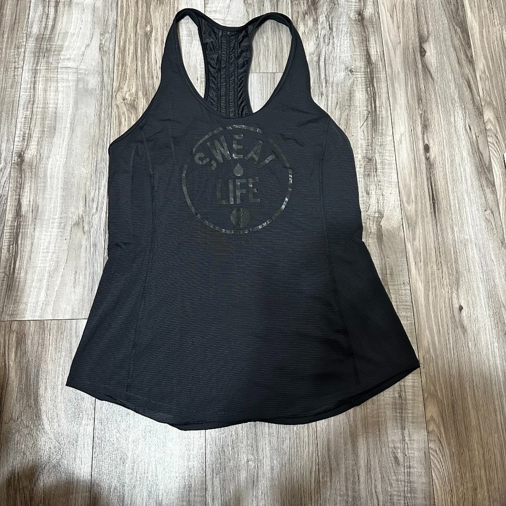 Lululemon Women's Runner Up Tank Top SWEAT LIFE Black Size 8